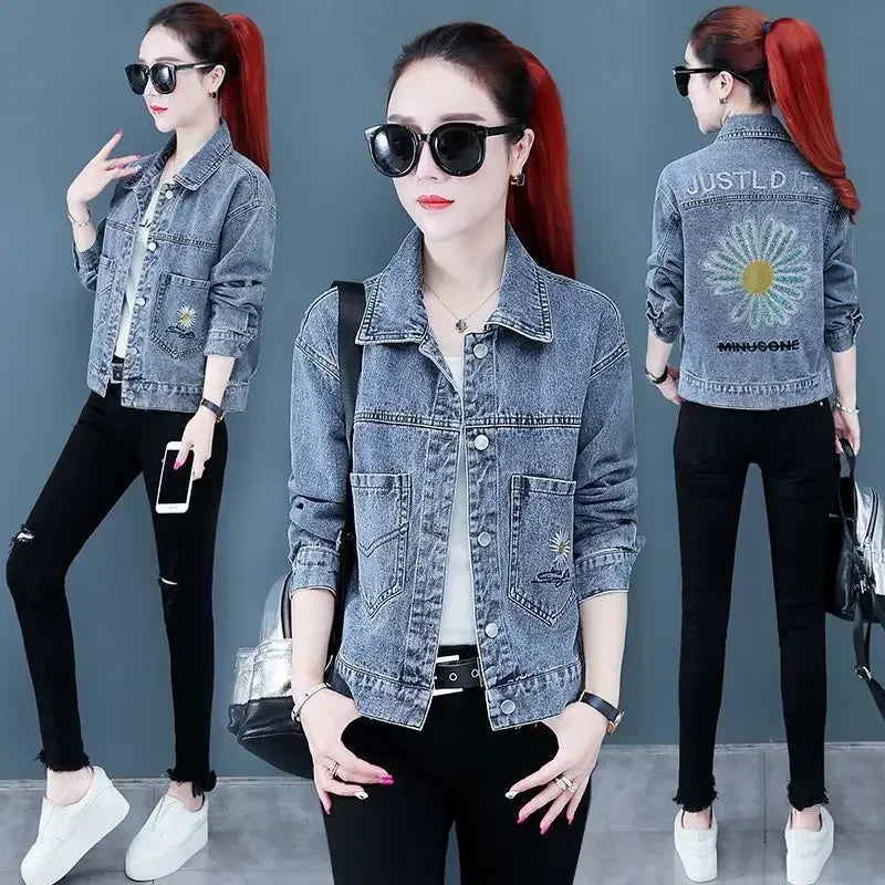 Women's Distressed Denim Jacket - Vintage Cowgirl Style