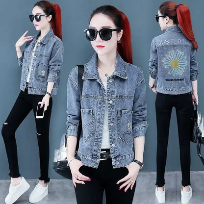 Women's Distressed Denim Jacket - Vintage Cowgirl Style