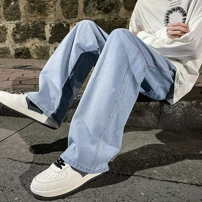 Men's Wide Leg Baggy Jeans - Korean Street Style Loose