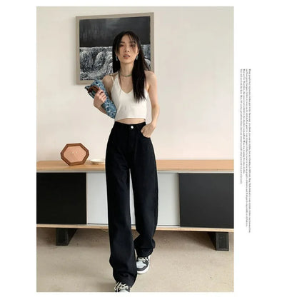 Women Denim Jeans 2025 Autumn Winter High Waist Wide Leg