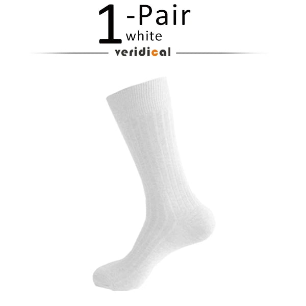 Men's Long Business Socks - Combed Cotton Striped Dress