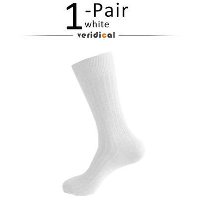 Men's Long Business Socks - Combed Cotton Striped Dress