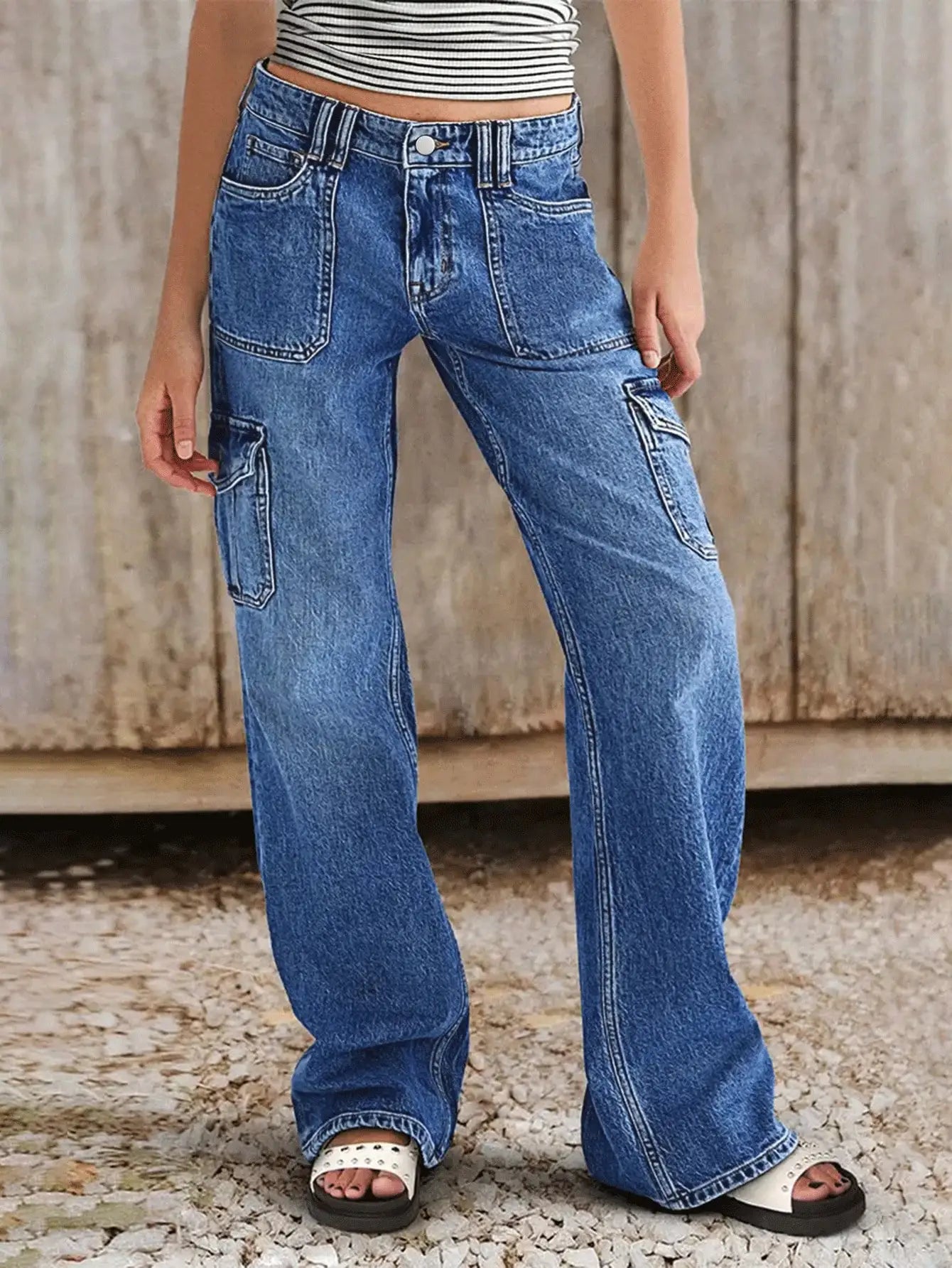 Women's Jeans Work Pants Multi-Pocket Straight Leg Comfort Style