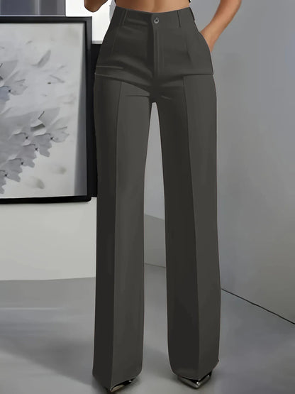Women's High Waist Dress Pants Flowy Straight Leg