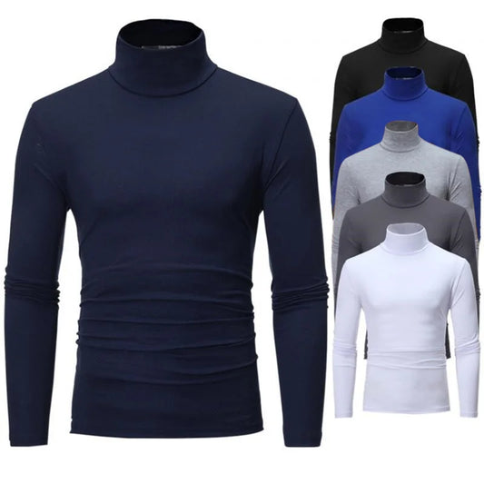 Men's Slim Fit High Neck Long Sleeve T-Shirt