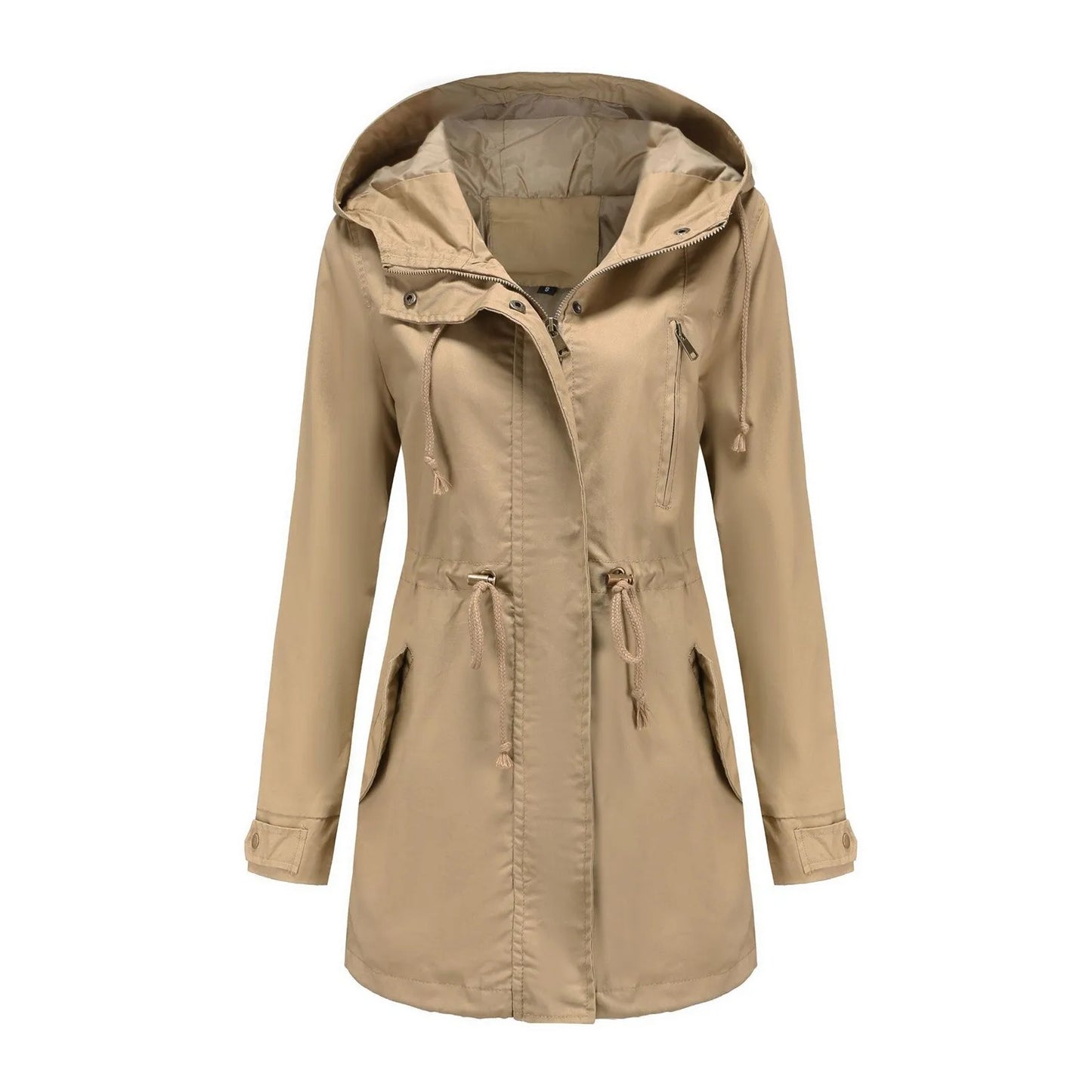 Women Hooded Trench Coat Spring Autumn Outdoor