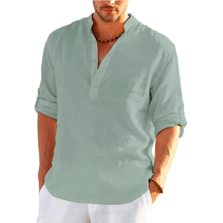 Men's Breathable Basic Cotton Long Sleeve Shirt