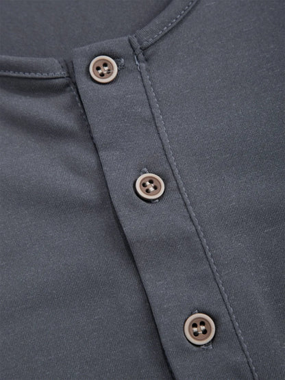 Men's Henley Slim Fit Sports Long Sleeve T-Shirt