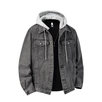Men's Hooded Denim Jacket - Streetwear Bomber