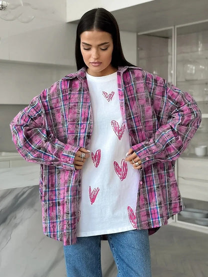 Women's Plaid Shirt Spring Autumn Long Sleeve Casual