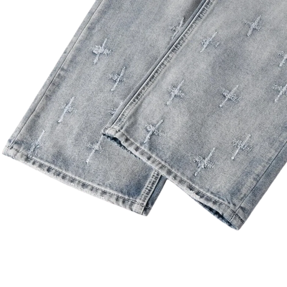 Men's Embroidered Straight-Leg Jeans