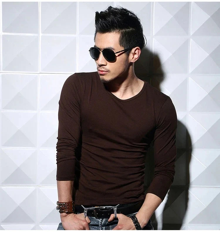 Men's Slim Fit V-Neck Polyester T-Shirt 2026