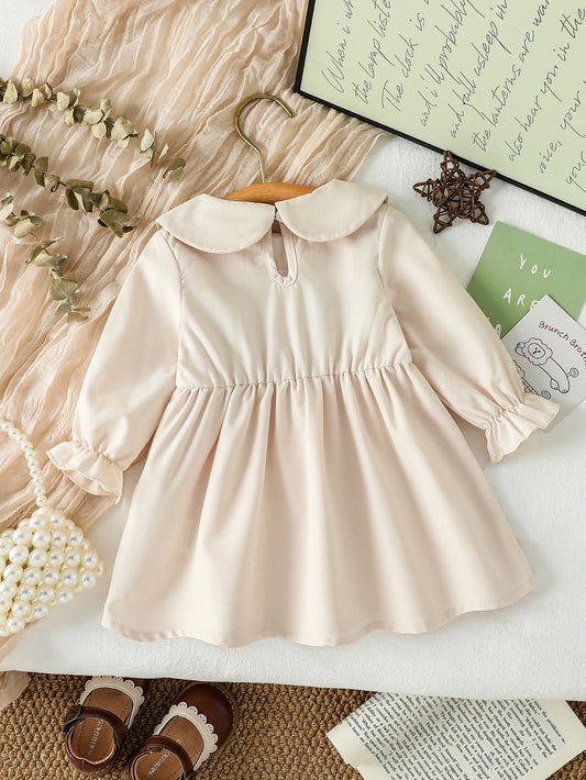 Baby Girls' Long Sleeve Bear Bow Dress 3-24M
