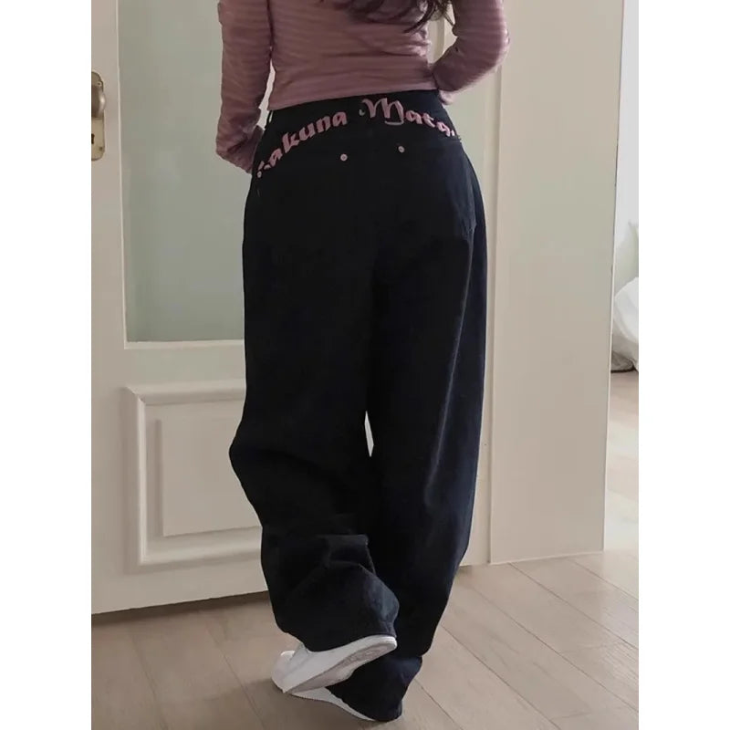 Embroidered Letter Printed Jeans 2025 - Spring Women