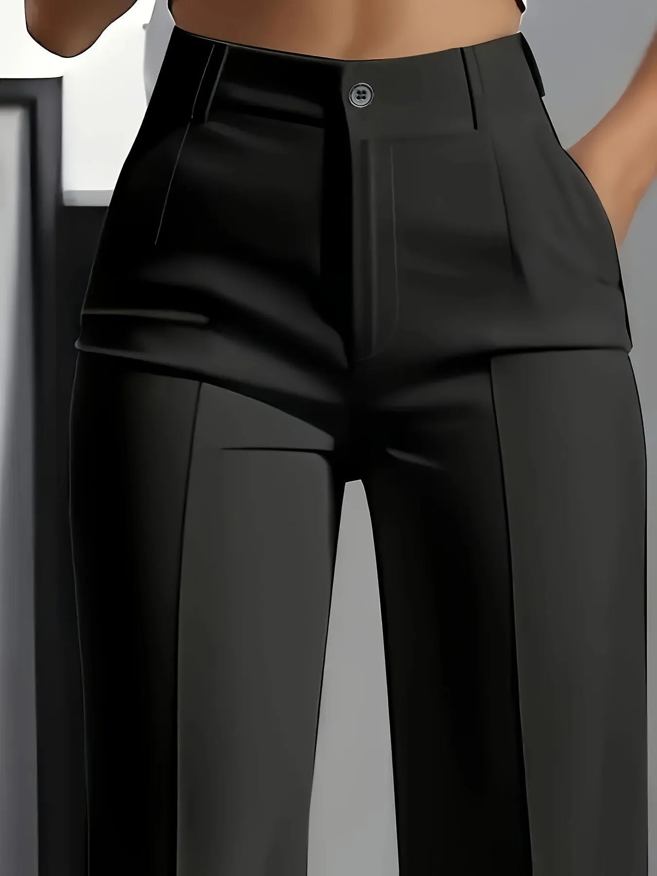 Women's High Waist Dress Pants Flowy Straight Leg