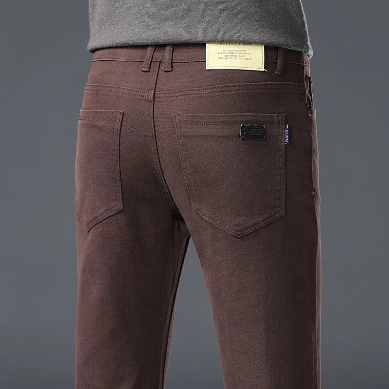 Wine Red Jeans Men - Fashion Casual Classic Business Straight