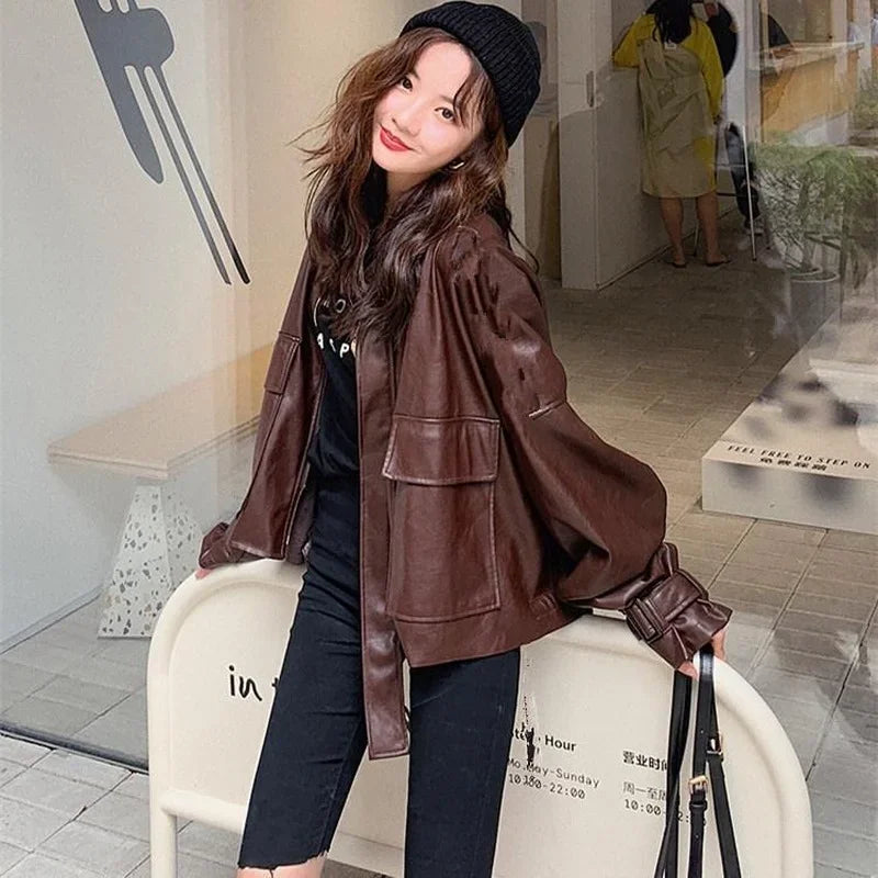 Women's Faux Leather Biker Jacket 2025 - PU Coat