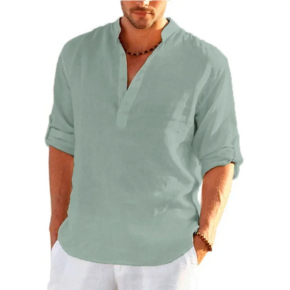 Men's Breathable Basic Cotton Long Sleeve Shirt