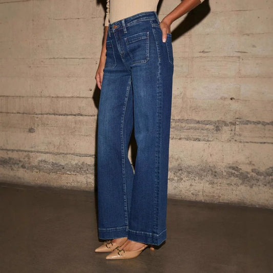 Women's High-Waisted Jeans 2025 Spring Wide-Leg Retro