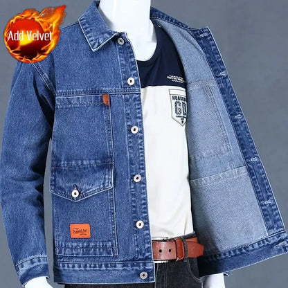 Men's Wool-Lined Denim Jacket - Winter