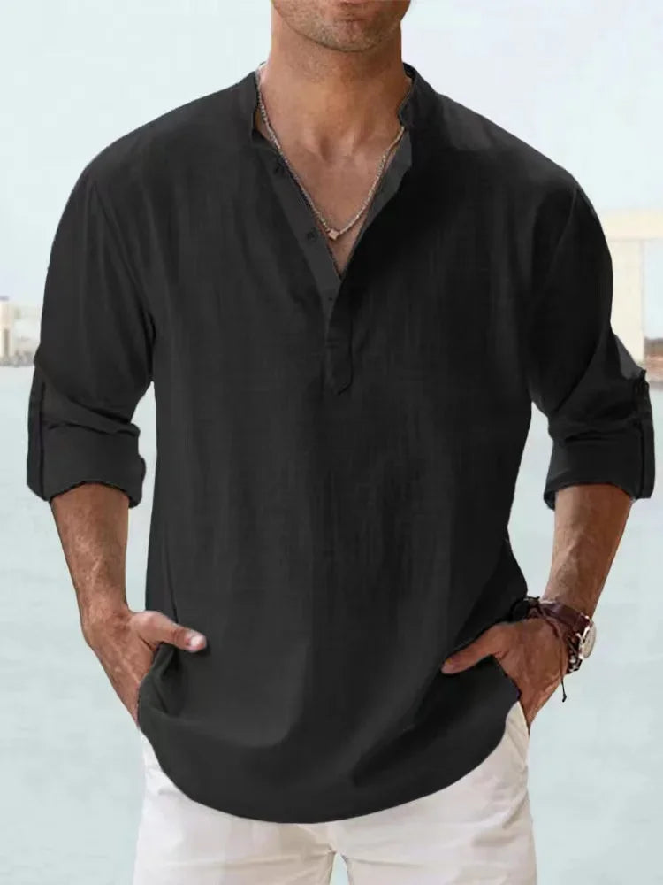 Men's Breathable Basic Cotton Long Sleeve Shirt