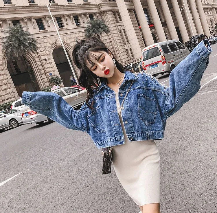 Women's Distressed Denim Jacket - Vintage Cowgirl Style