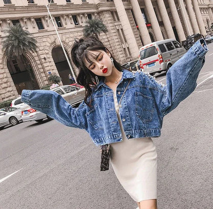 Women's Distressed Denim Jacket - Vintage Cowgirl Style