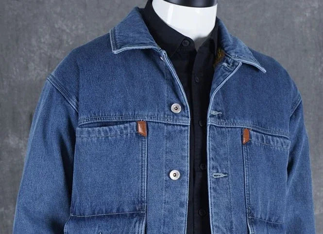 Men's Wool-Lined Denim Jacket - Winter