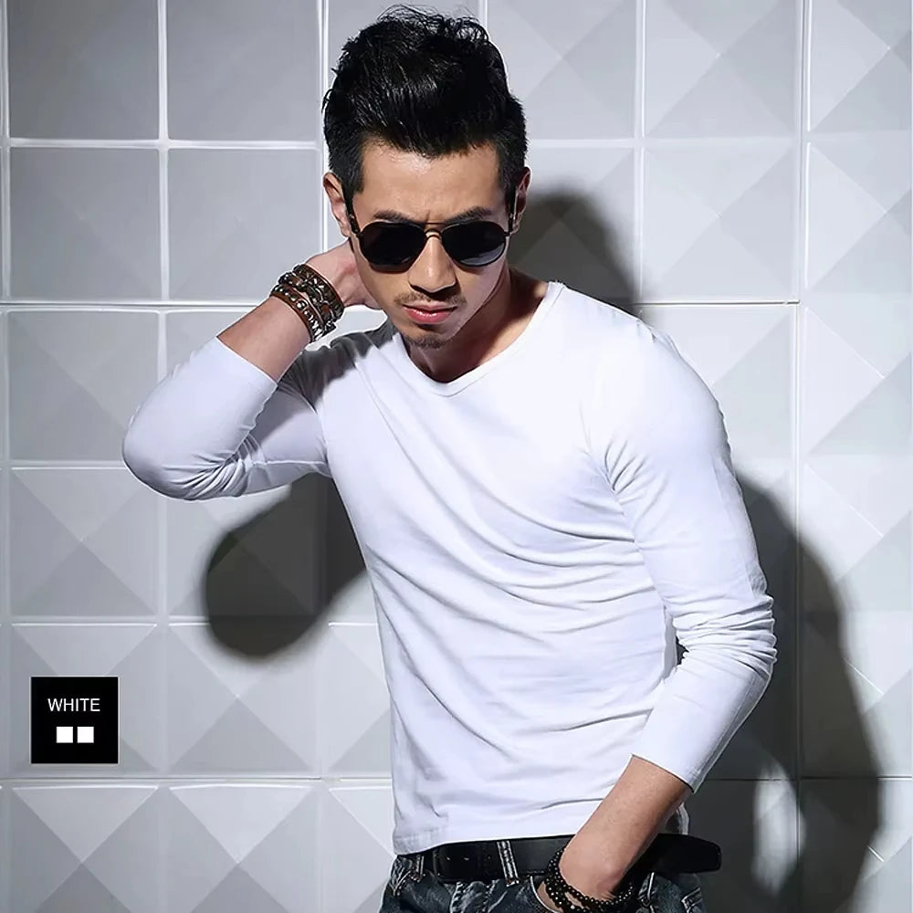 Men's Slim Fit V-Neck Polyester T-Shirt 2026
