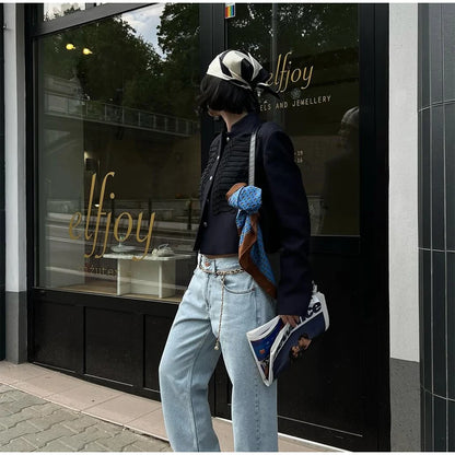 Retro Denim Military Jacket Women 2026