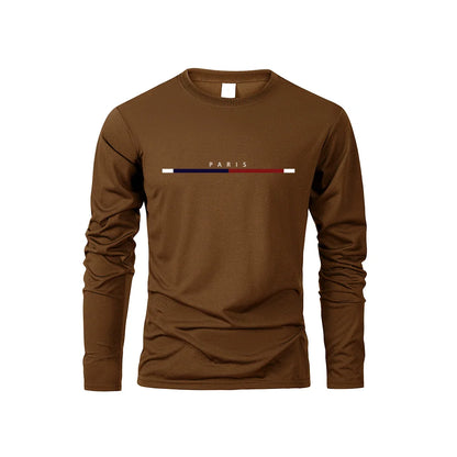 Men's Paris Print Casual Long Sleeve T-Shirt