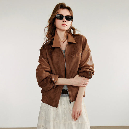 Women's Retro Suede Leather Jacket - Autumn Collection