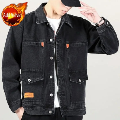 Men's Wool-Lined Denim Jacket - Winter