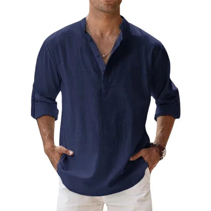 Men's Breathable Basic Cotton Long Sleeve Shirt