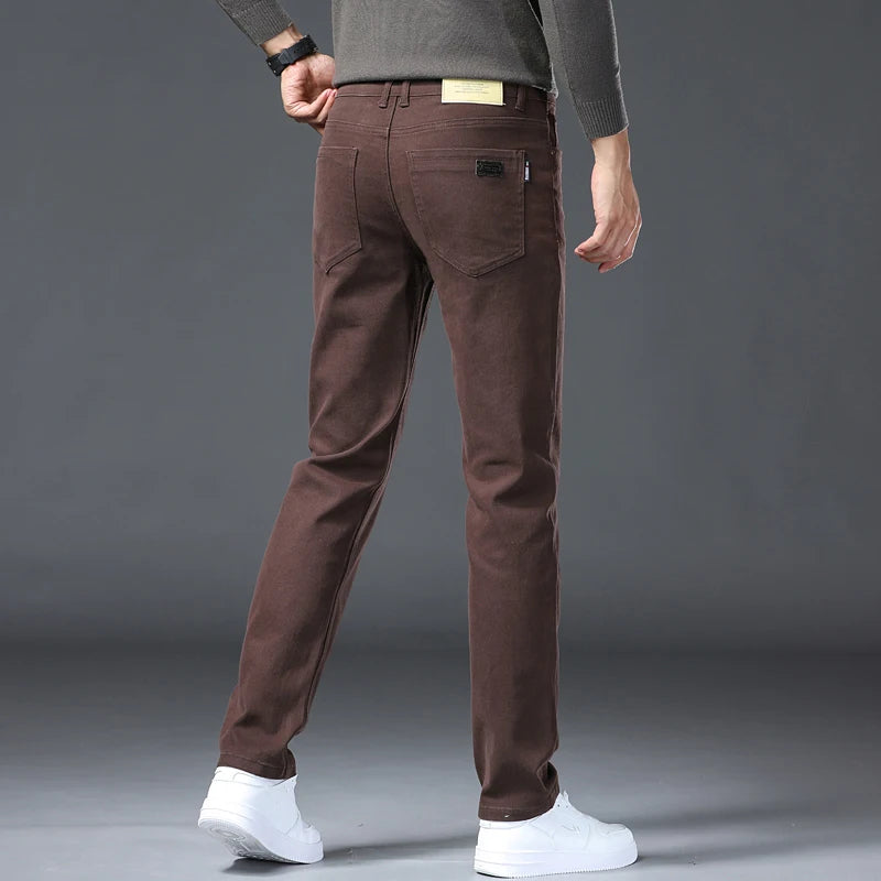 Wine Red Jeans Men - Fashion Casual Classic Business Straight