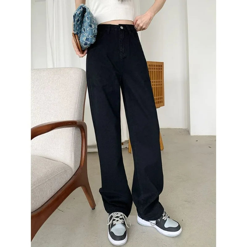 Women Denim Jeans 2025 Autumn Winter High Waist Wide Leg
