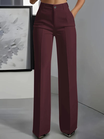 Women's High Waist Dress Pants Flowy Straight Leg