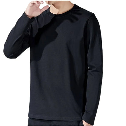 Men's Cotton Solid Color Long Sleeve Undershirt
