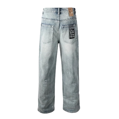 Men's Embroidered Straight-Leg Jeans