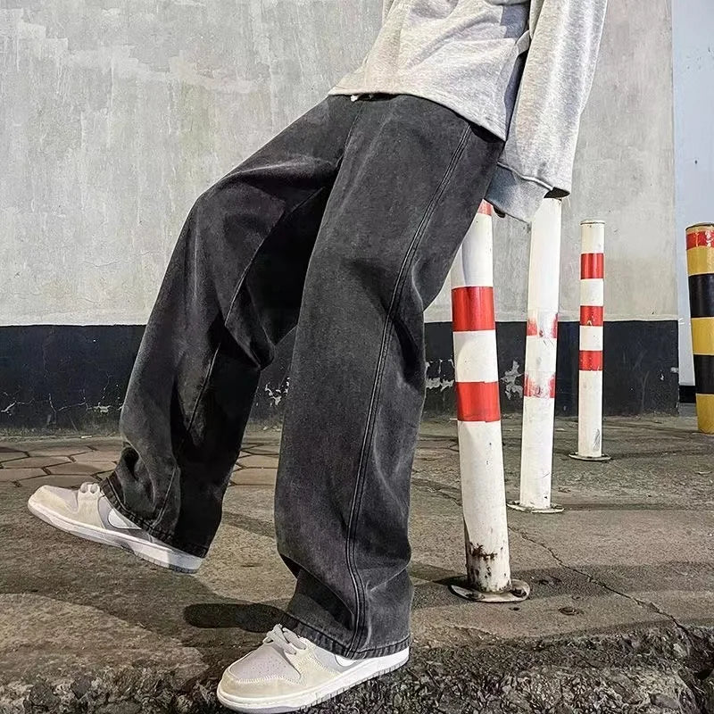 Men's American Loose Wide-Leg Jeans - Hip-Hop Baggy Streetwear