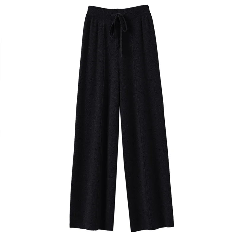Women's High Waisted Warm Knit Wide Leg Straight