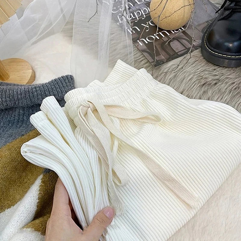 Women Pants High Stretch Waist Wide Leg Summer