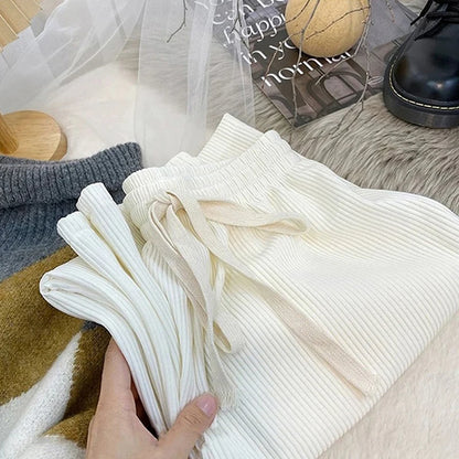 Women Pants High Stretch Waist Wide Leg Summer
