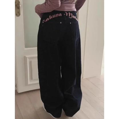 Embroidered Letter Printed Jeans 2025 - Spring Women