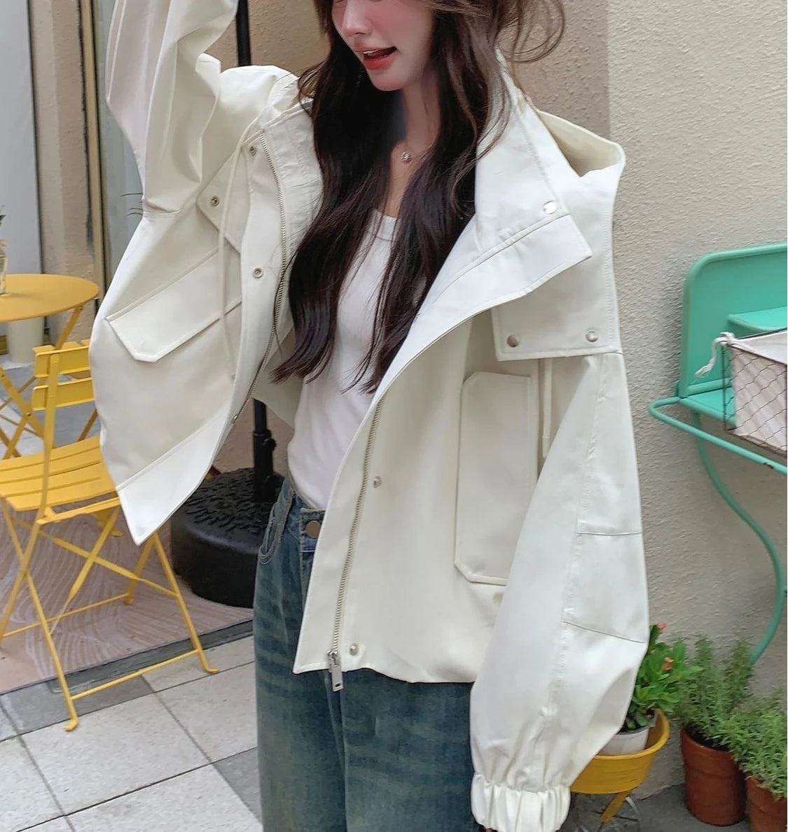Workwear Hooded Jacket Women Short Jacket Autumn 2025 Casual