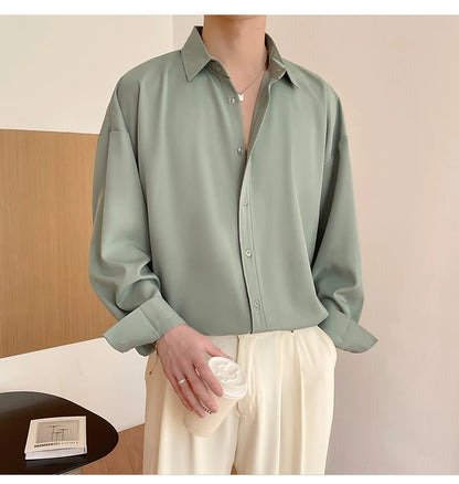 Men's Oversized Ice Silk Formal Shirt