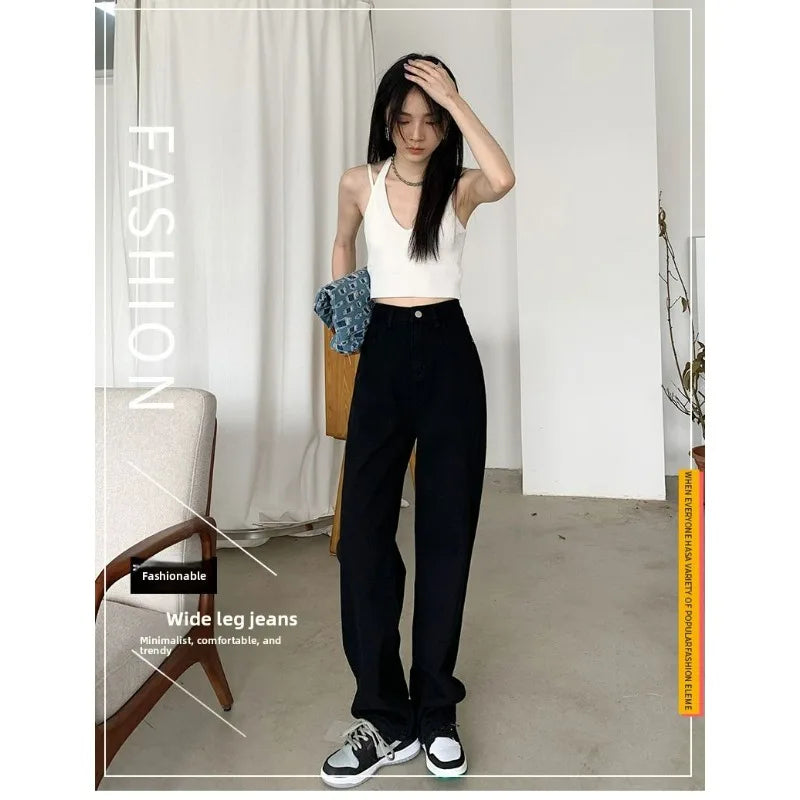 Women Denim Jeans 2025 Autumn Winter High Waist Wide Leg