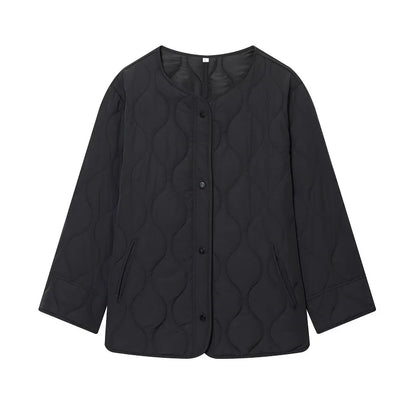 Women's Black Quilted Jacket - Padded Demi-Season Winter