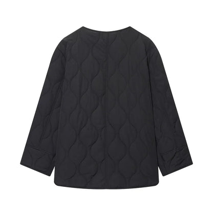 Women's Black Quilted Jacket - Padded Demi-Season Winter