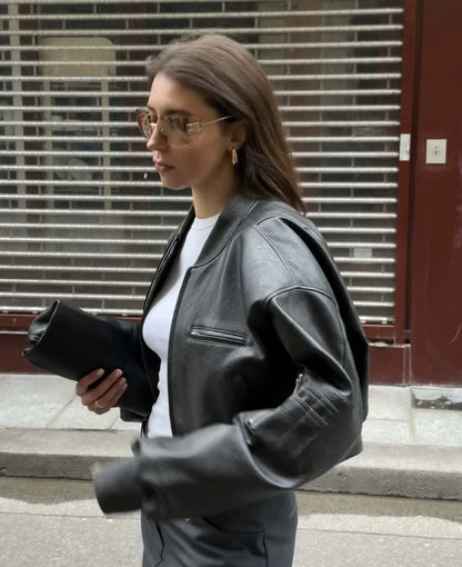 Women's Padded Leather Jacket - Spice Girl Style Motorcycle Coat